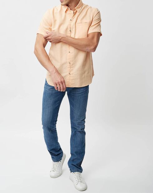 Chemise droite en Lin & Coton Colins orange clair