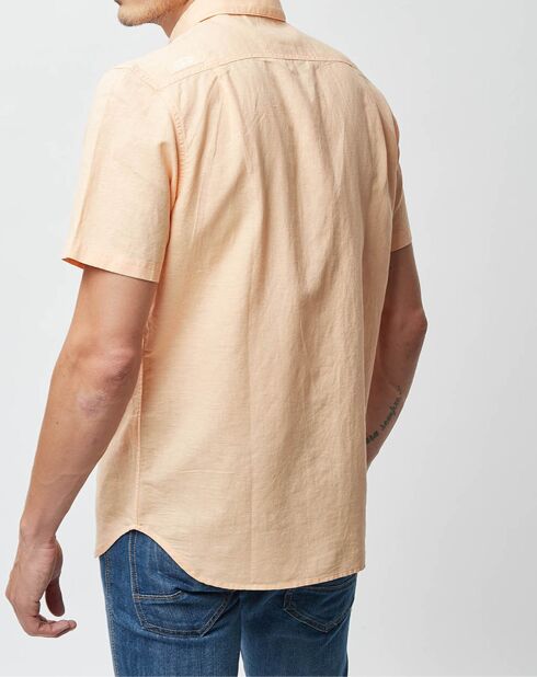 Chemise droite en Lin & Coton Colins orange clair