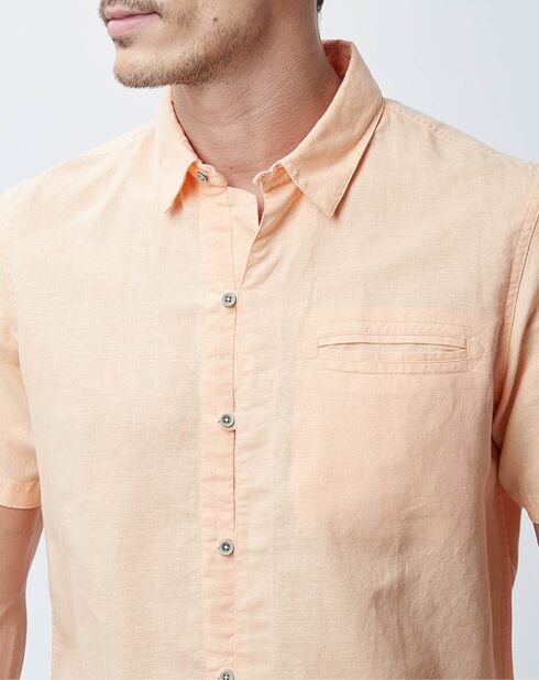 Chemise droite en Lin & Coton Colins orange clair