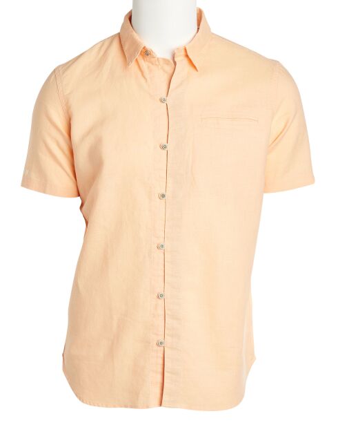 Chemise droite en Lin & Coton Colins orange clair