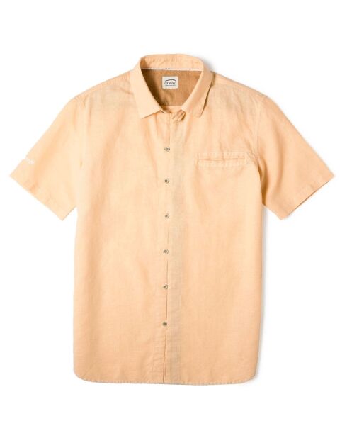 Chemise droite en Lin & Coton Colins orange clair