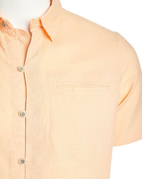 Chemise droite en Lin & Coton Colins orange clair