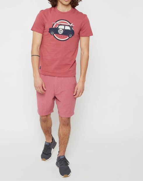 Short chino Ohm Sursocker rayé rouge délavé