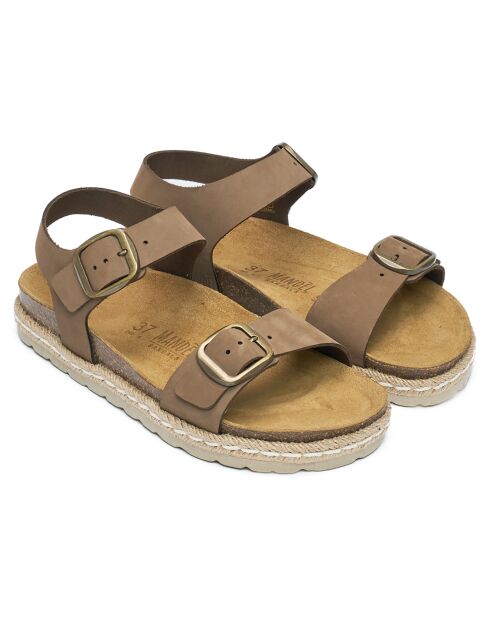 Bruine fluwelen leren sandalen van Inès