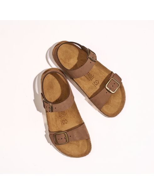 Bruine fluwelen leren sandalen van Inès