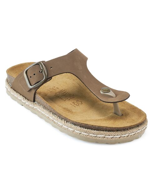 Sandales en Velours de Cuir Gala marron