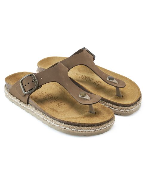 Sandales en Velours de Cuir Gala marron