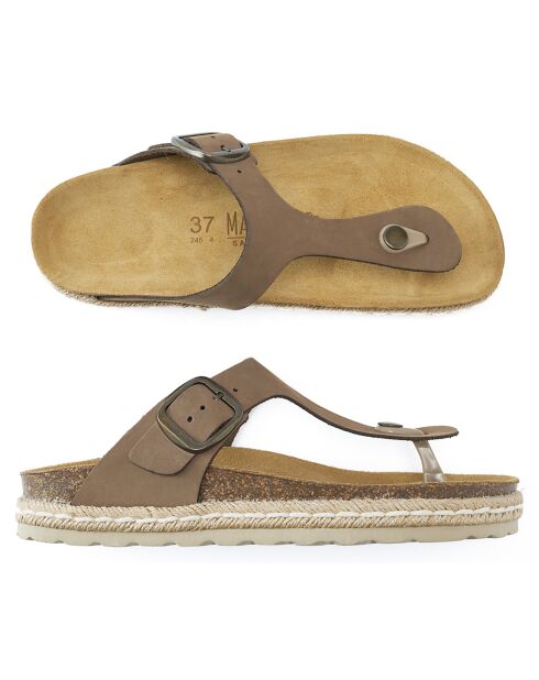 Sandales en Velours de Cuir Gala marron