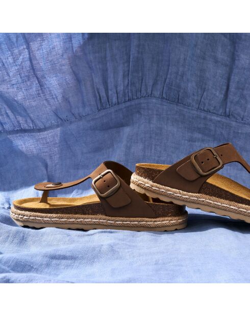 Sandales en Velours de Cuir Gala marron