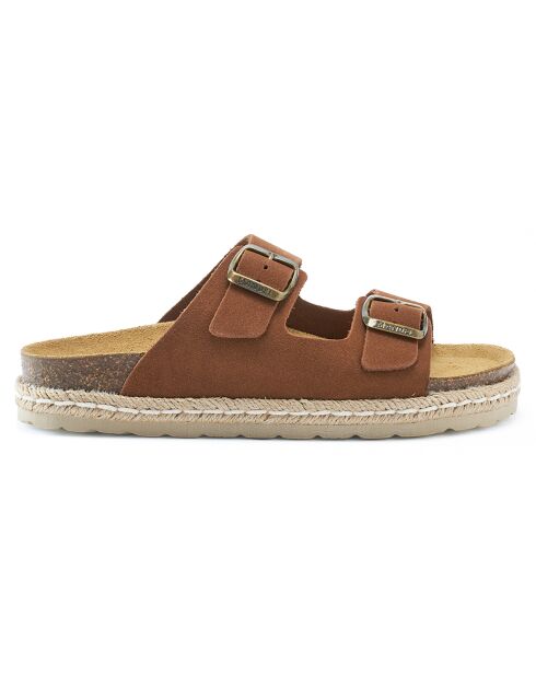 Mules en Velours de Cuir Ana marron