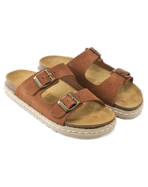 Mules en Velours de Cuir Ana marron