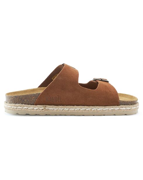 Mules en Velours de Cuir Ana marron