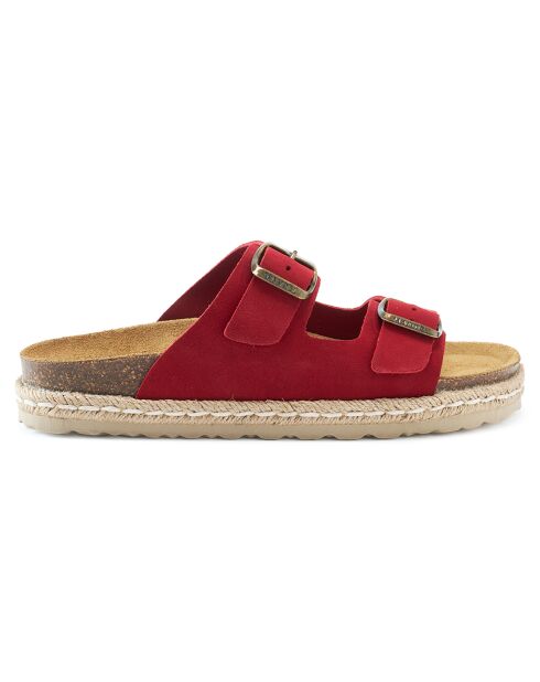 Mules en Velours de Cuir Ana rouges