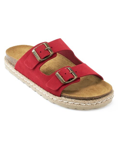 Mules en Velours de Cuir Ana rouges