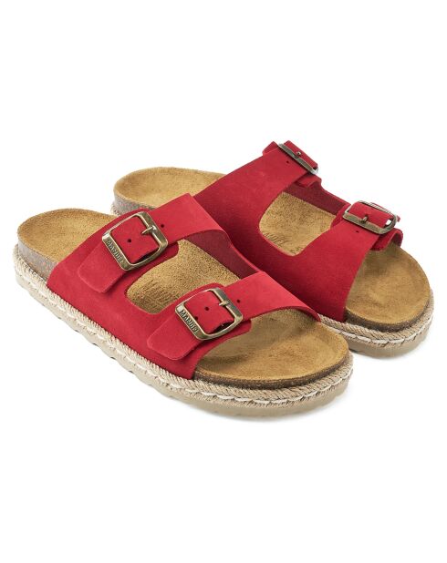 Mules en Velours de Cuir Ana rouges