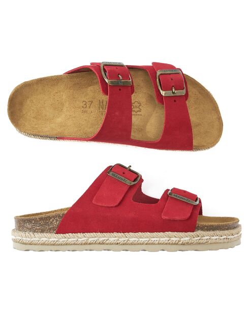 Mules en Velours de Cuir Ana rouges