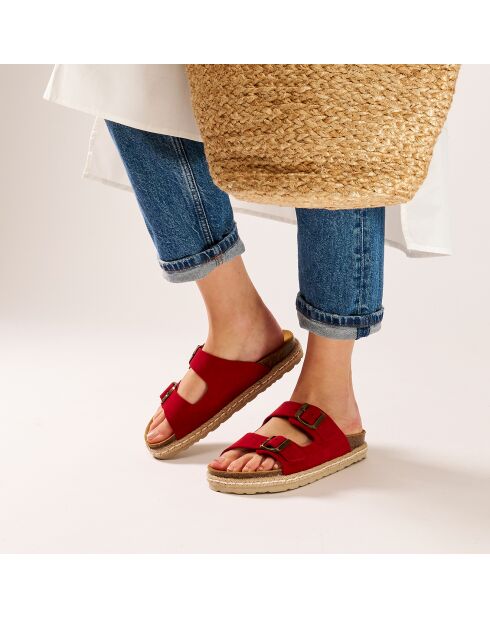 Mules en Velours de Cuir Ana rouges