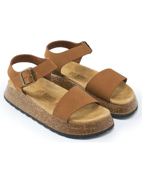 Sandales en Velours de Cuir Veta marron