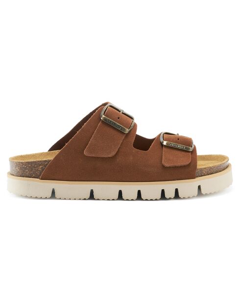 Mules en Velours de Cuir Ana marron
