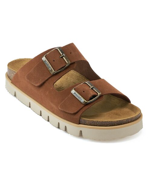 Mules en Velours de Cuir Ana marron