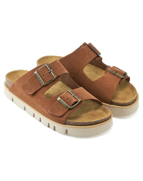 Mules en Velours de Cuir Ana marron