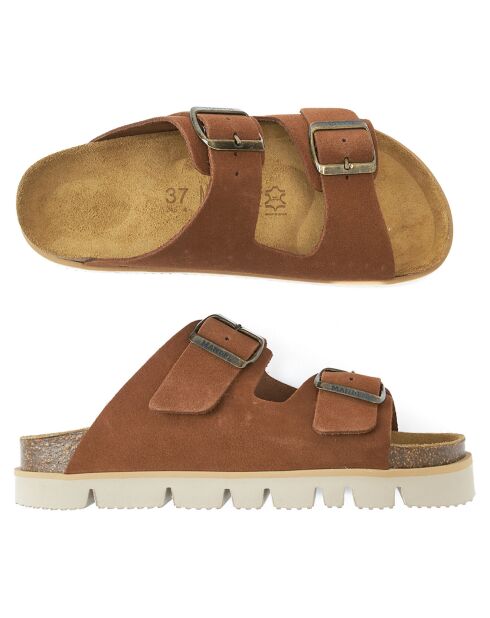 Mules en Velours de Cuir Ana marron