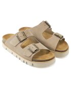Mules en Velours de Cuir Ana taupe