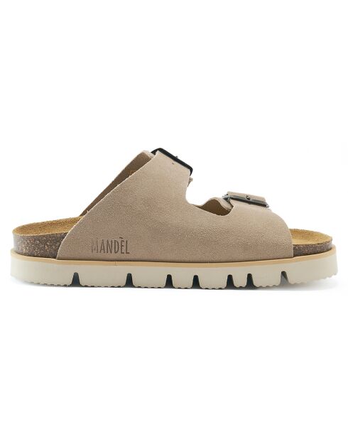 Mules en Velours de Cuir Ana taupe