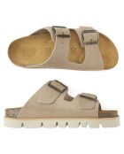 Mules en Velours de Cuir Ana taupe