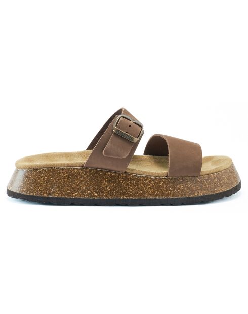Mules en Velours de Cuir Mara marron