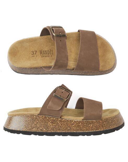 Mules en Velours de Cuir Mara marron