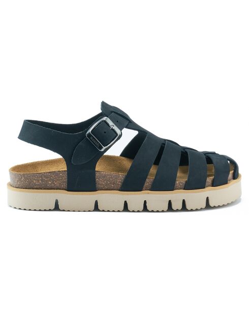 Sandales en Velours de Cuir Helena noires