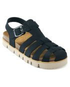 Sandales en Velours de Cuir Helena noires