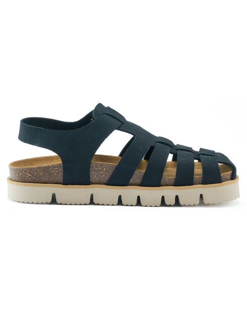 Sandales en Velours de Cuir Helena noires