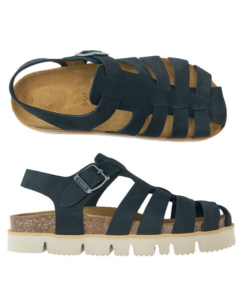 Sandales en Velours de Cuir Helena noires