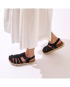 Sandales en Velours de Cuir Helena noires