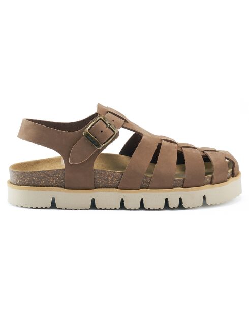Sandales en Velours de Cuir Helena marron