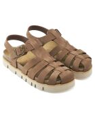 Sandales en Velours de Cuir Helena marron
