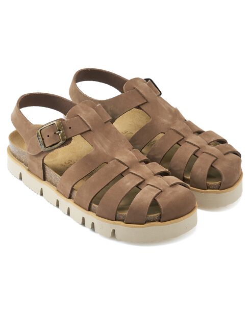 Helena bruine fluwelen leren sandalen