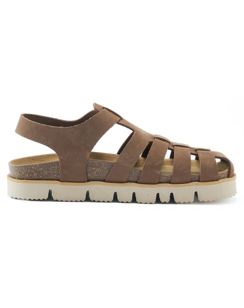 Sandales en Velours de Cuir Helena marron