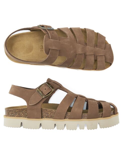 Sandales en Velours de Cuir Helena marron