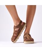Sandales en Velours de Cuir Helena marron