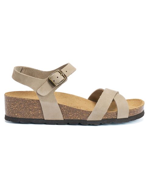 Sandales en Velours de Cuir Sara taupe