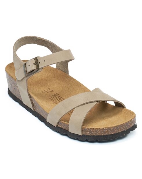 Sandales en Velours de Cuir Sara taupe