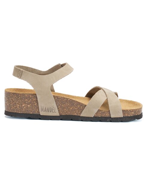 Sandales en Velours de Cuir Sara taupe