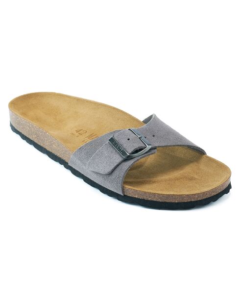 Grijze leren muiltjes van agata fluweel