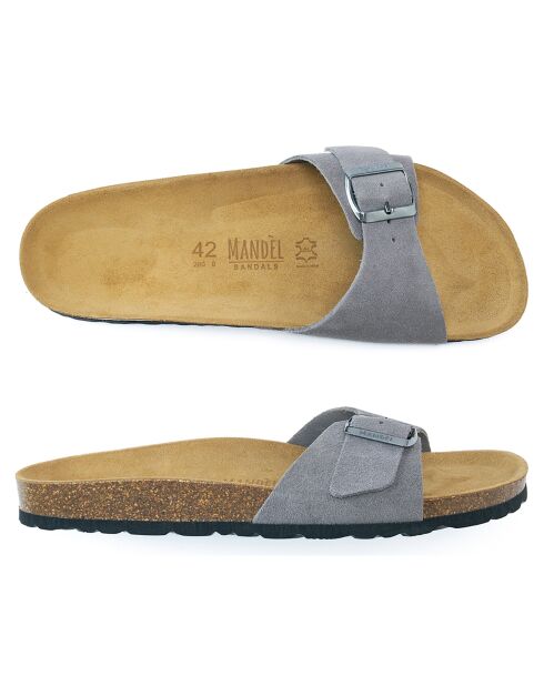 Grijze leren muiltjes van agata fluweel