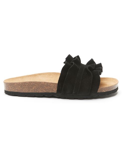 Mules en Velours de Cuir Sofia noires