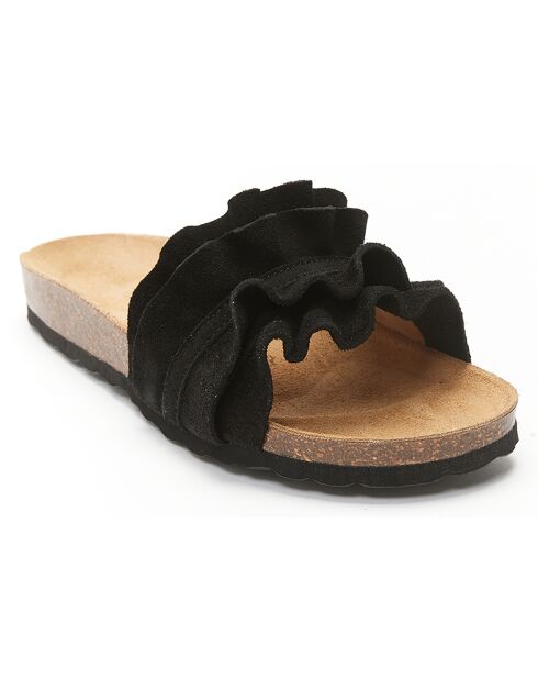 Mules en Velours de Cuir Sofia noires