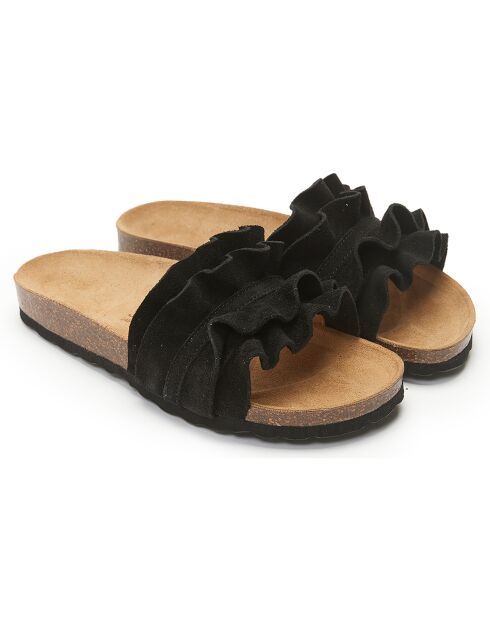 Mules en Velours de Cuir Sofia noires